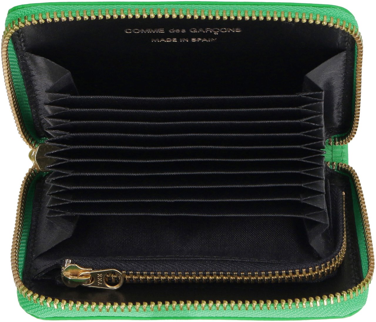 Comme des Garçons Leather ziparound card holder Groen