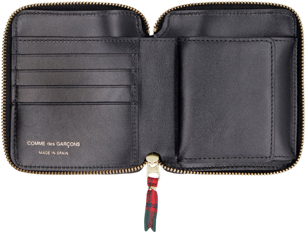 Comme des Garçons Tartan motif zip around wallet Rood