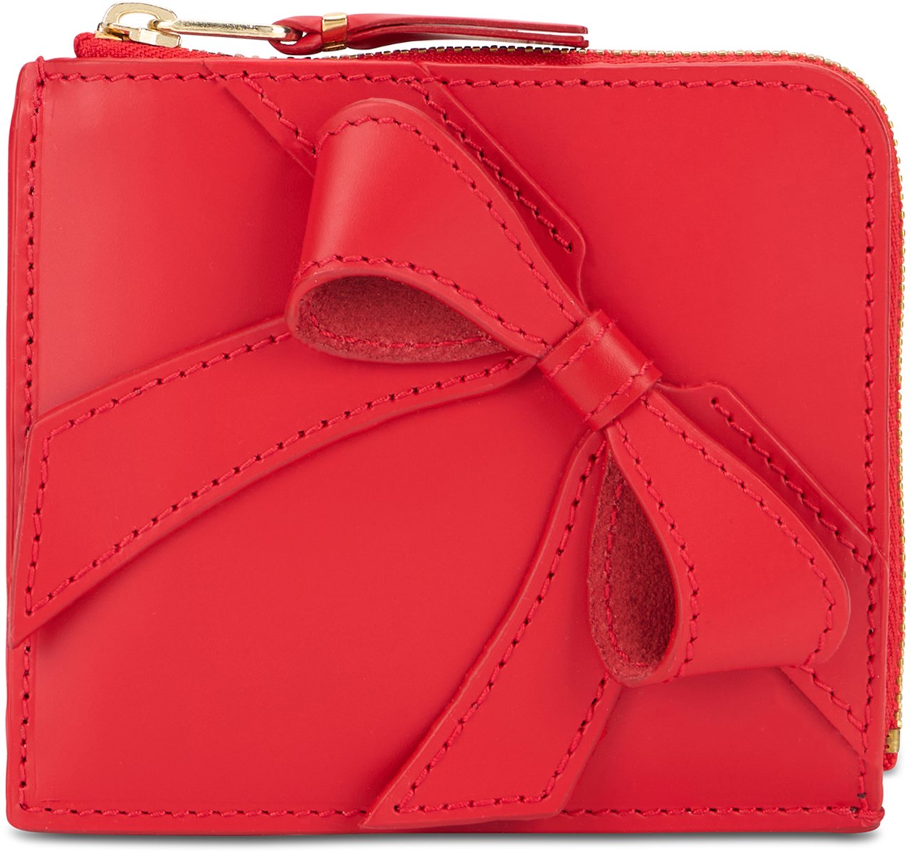 Comme des Garçons Leather wallet with bow Rood