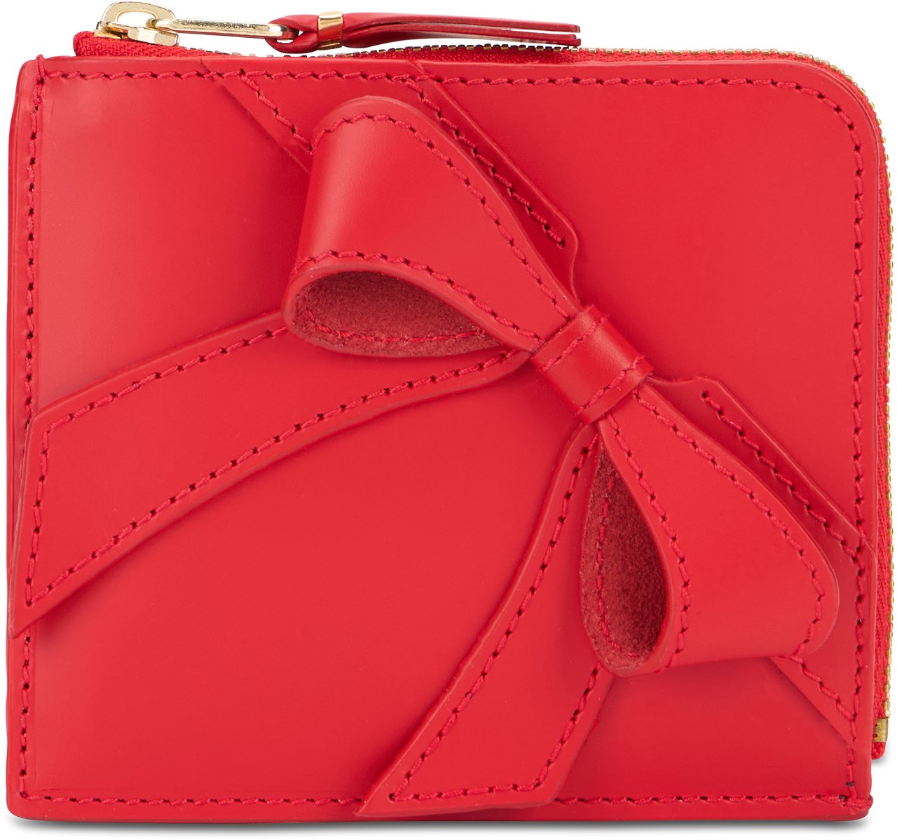 Comme des Garçons Leather wallet with bow Rood