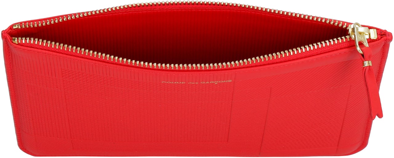 Comme des Garçons Logo detail flat leather pouch Rood