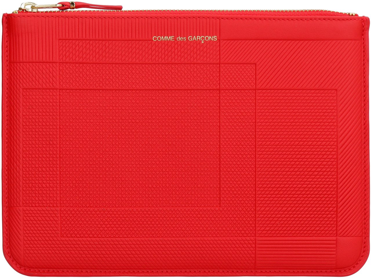 Comme des Garçons Logo detail flat leather pouch Rood