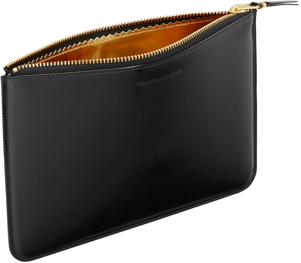 Comme des Garçons Mirror Inside Logo Zip Pouch Wallet Zwart