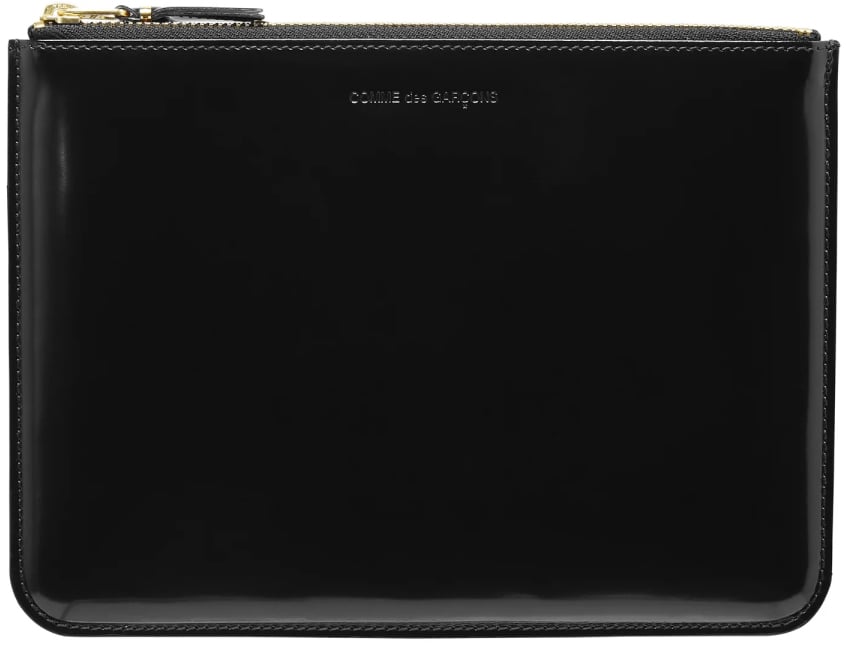 Comme des Garçons Mirror Inside Logo Zip Pouch Wallet Zwart