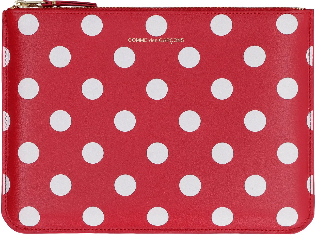 Comme des Garçons Logo detail flat leather pouch Rood