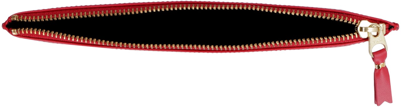 Comme des Garçons Logo detail flat leather pouch Rood
