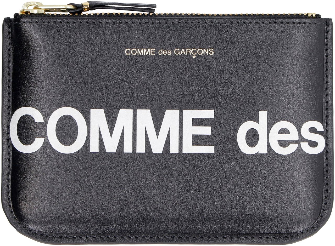 Comme des Garçons Logo detail leather pouch Zwart