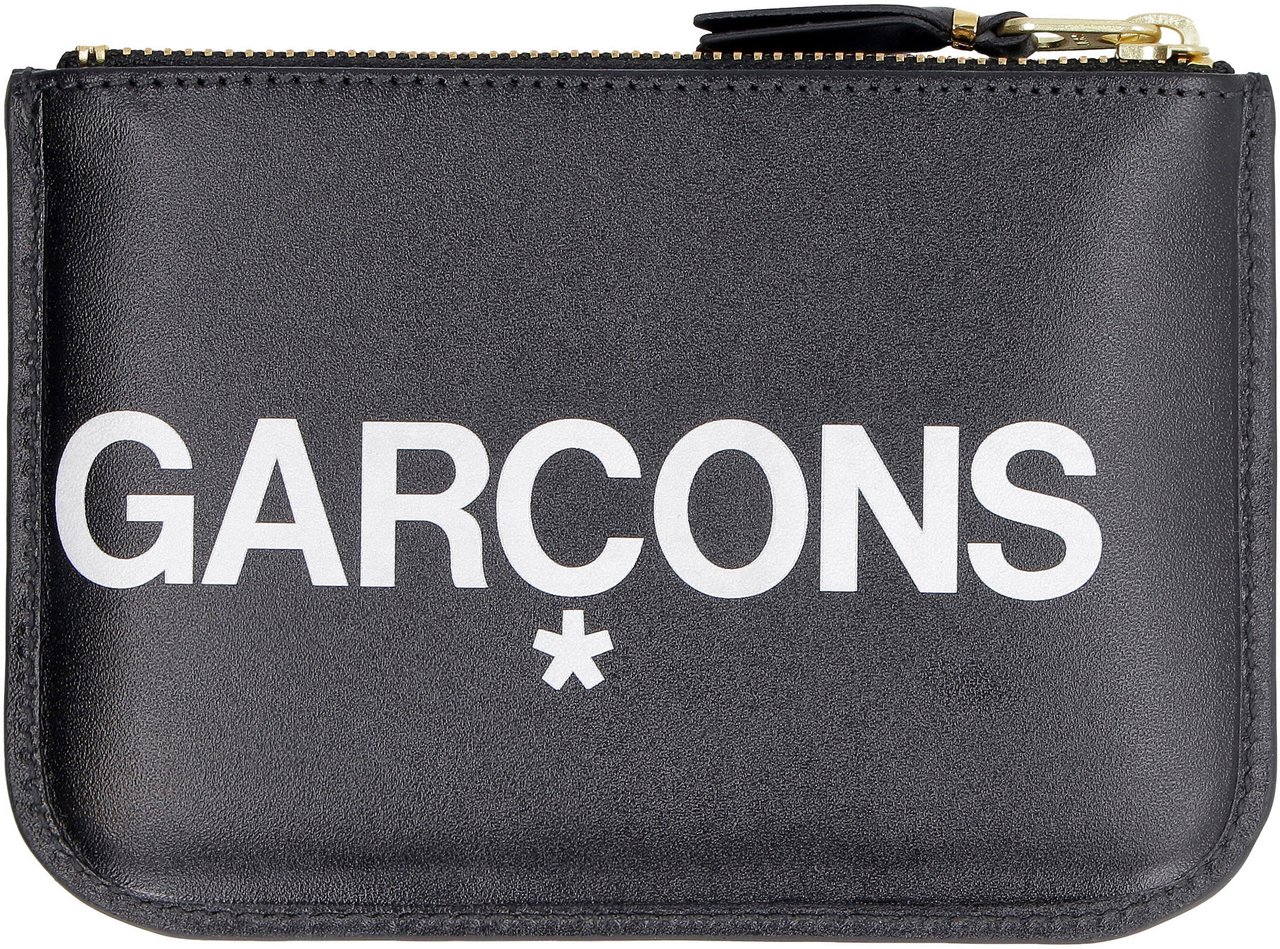 Comme des Garçons Logo detail leather pouch Zwart