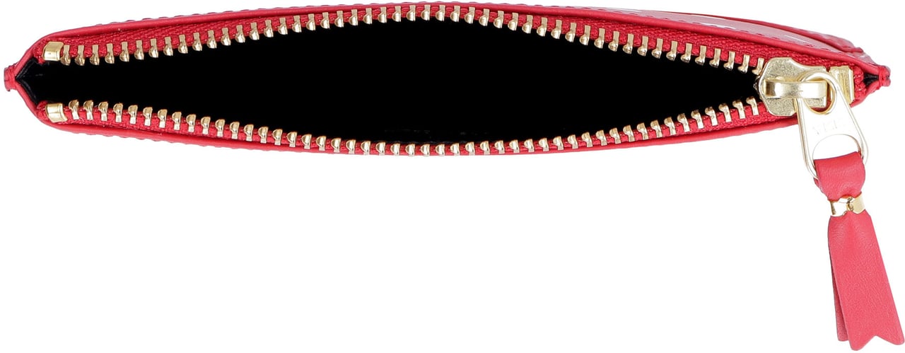 Comme des Garçons Logo detail flat leather pouch Rood