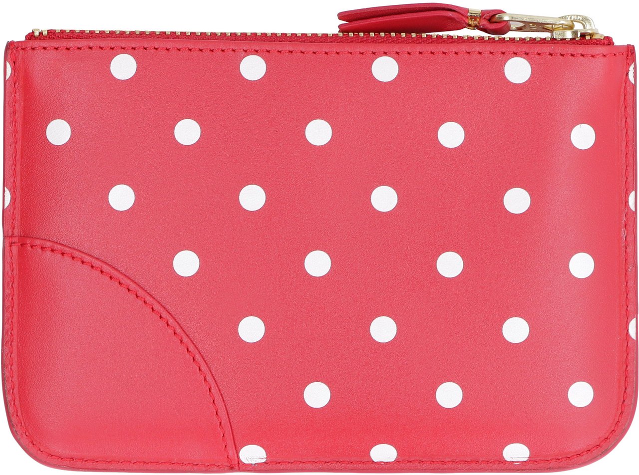 Comme des Garçons Logo detail flat leather pouch Rood