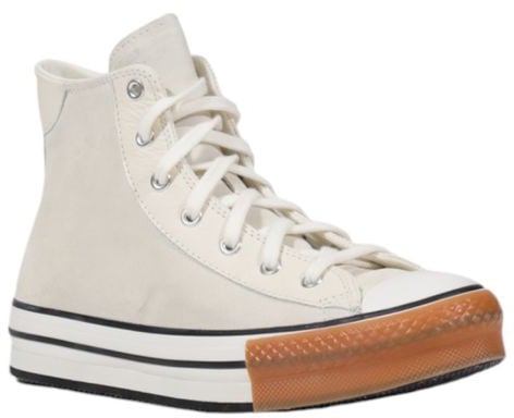 Converse Cream Leather High Top Sneakers Beige