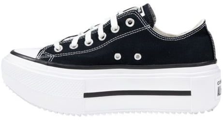 Converse Black And White Fabric Platform Sneakers Zwart