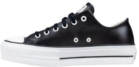 Converse Black Leather Low Top Sneakers Zwart