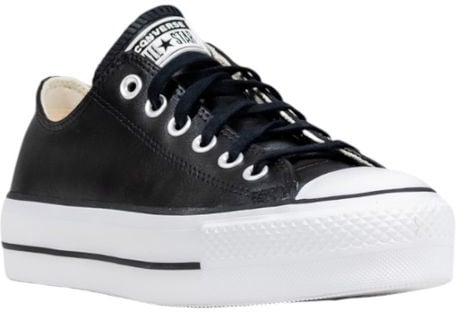 Converse Black Leather Low Top Sneakers Zwart