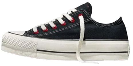 Converse Black Fabric Platform Sneakers Zwart