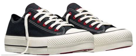 Converse Black Fabric Platform Sneakers Zwart