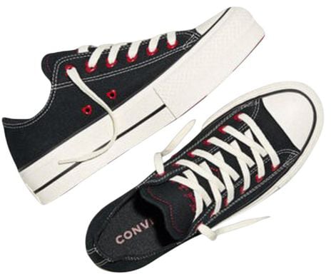 Converse Black Fabric Platform Sneakers Zwart