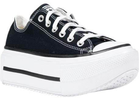Converse Black And White Fabric Platform Sneakers Zwart