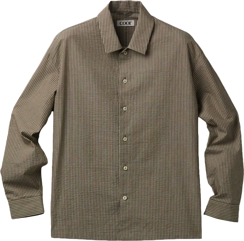 Coor Camicia Louge Stripe Cotton Khaki Bruin
