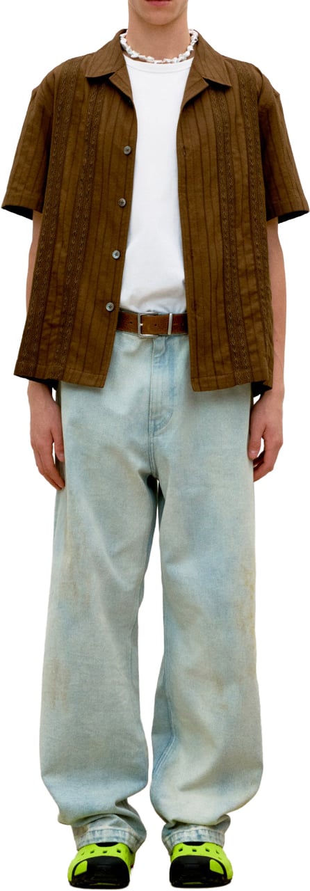 Coor Camicia SS Guayabera Marrone Bruin