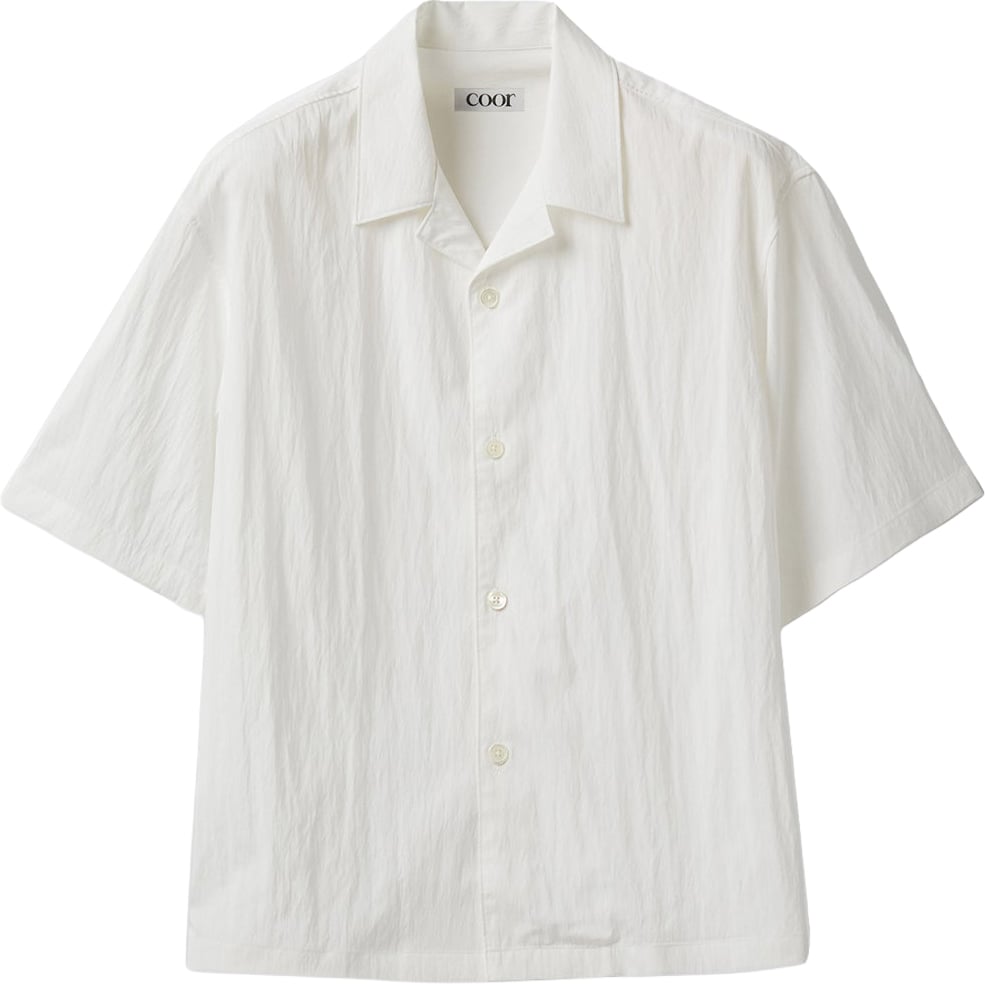 Coor Camicia SS Natural Wrinkle Open Collar Bianca Wit