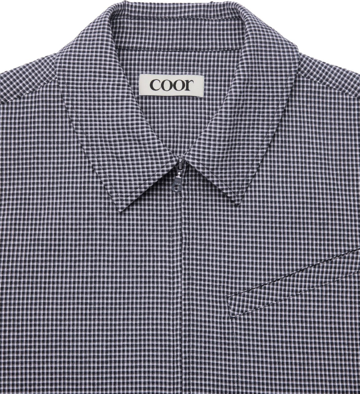 Coor Camicia Zip-Up Micro Check Blu Blauw