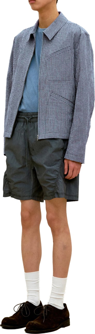 Coor Camicia Zip-Up Micro Check Blu Blauw