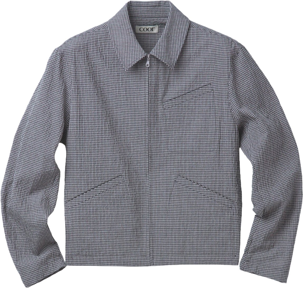 Coor Camicia Zip-Up Micro Check Blu Blauw