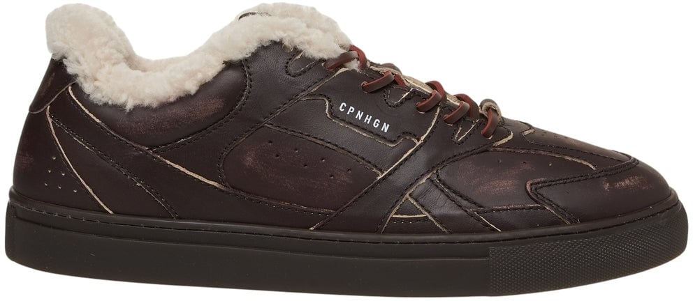 Copenhagen Leather sneakers with fur Bruin