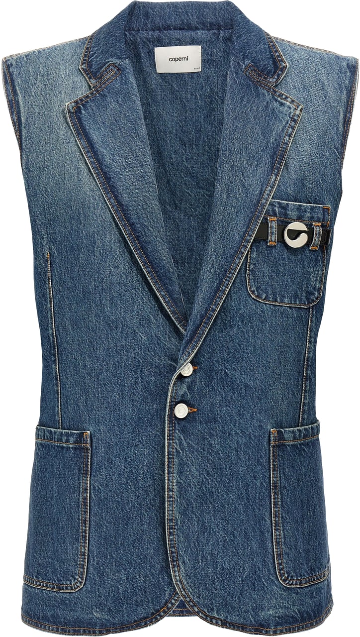 Coperni Blue Cotton Sleeveless Jacket Blauw