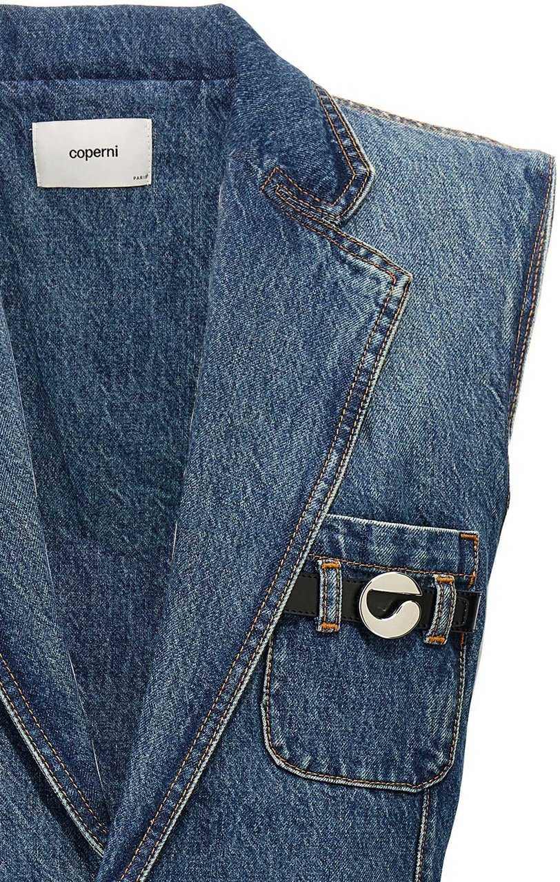 Coperni Blue Cotton Sleeveless Jacket Blauw
