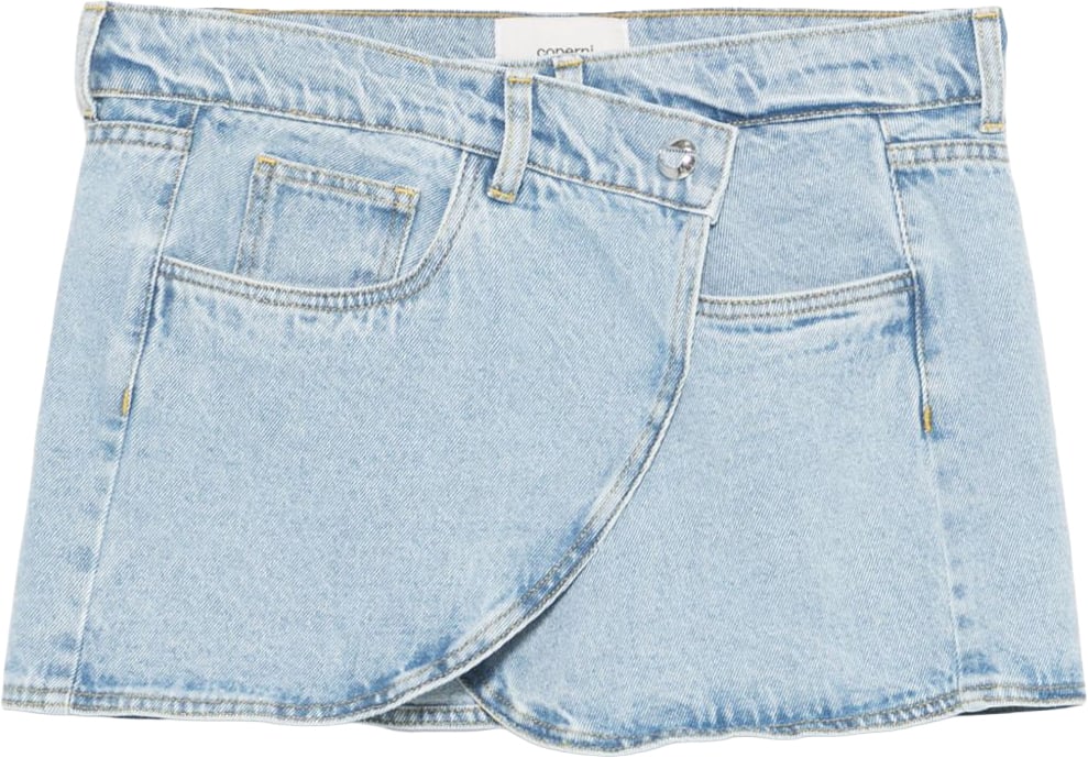 Coperni Asymmetrical Mini Denim Skirt Blauw