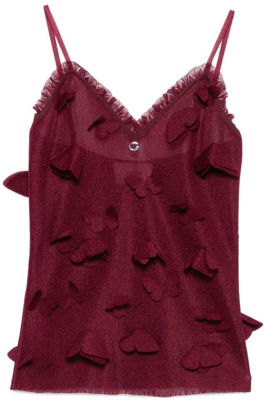 Coperni Burgundy Spaghetti Strap Top Rood