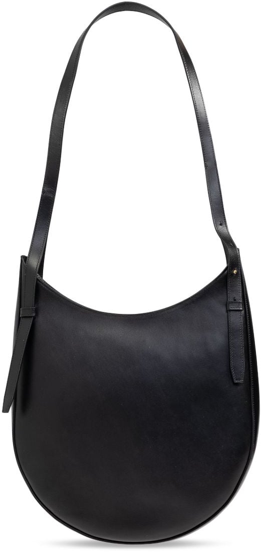 Coperni Curved Black Calf Leather Shoulder Bag Zwart