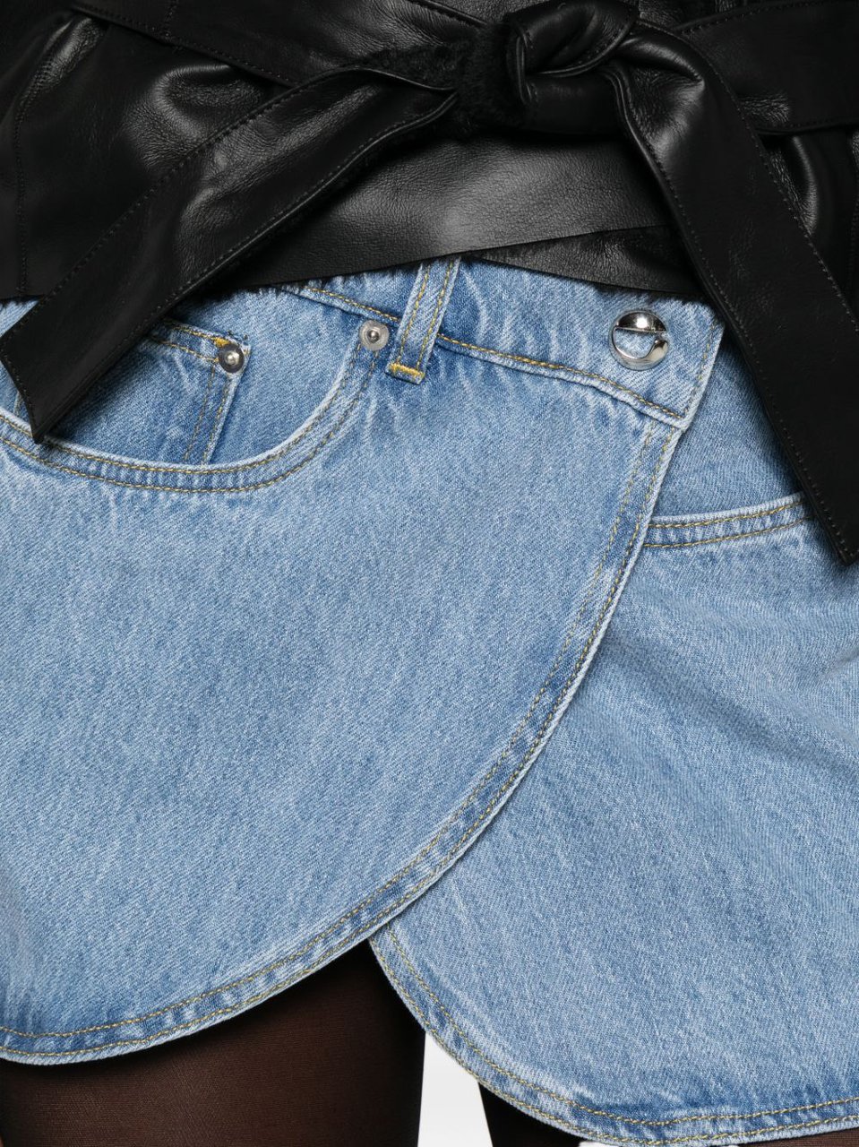 Coperni Asymmetrical Denim Skirt With Button Detail Blauw