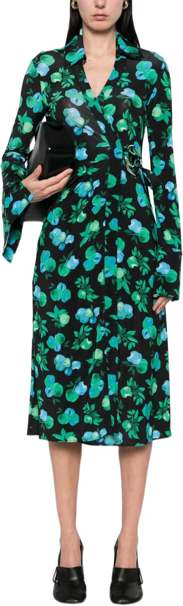 Coperni Floral Midi Dress Zwart