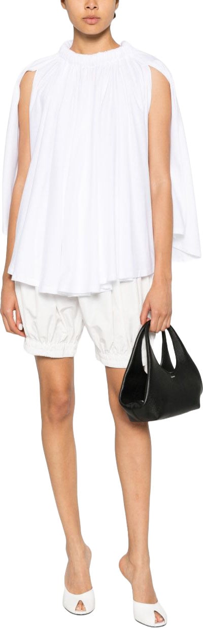 Coperni White Flowing Draped Sleeves Cape Top Wit