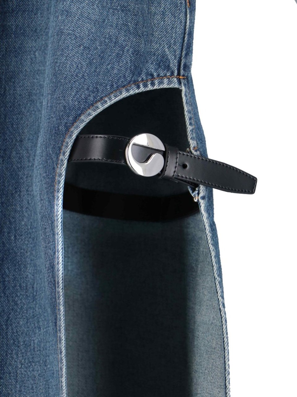 Coperni Midi Denim Skirt With Side Slit Blauw