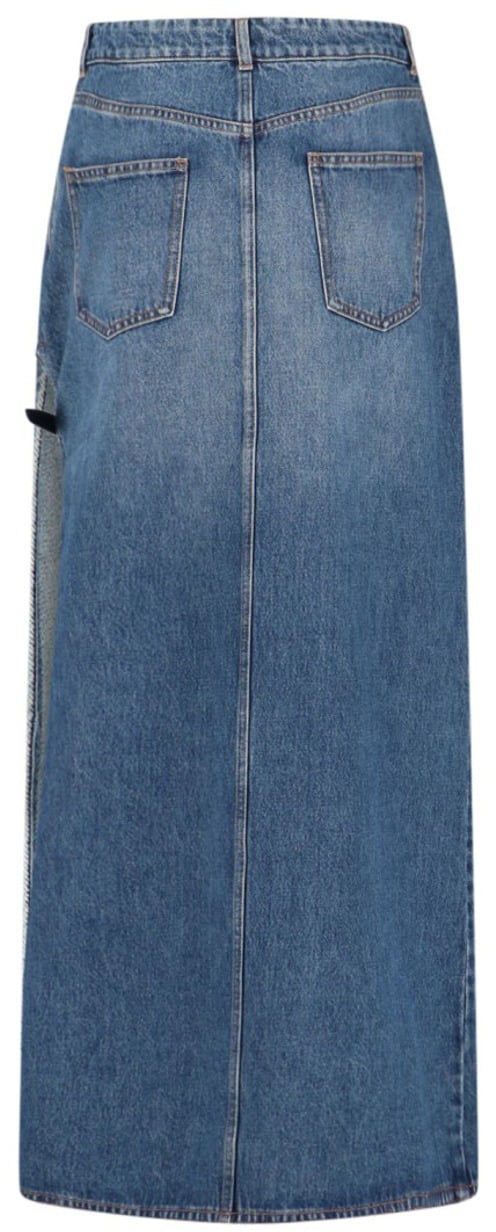 Coperni Midi Denim Skirt With Side Slit Blauw