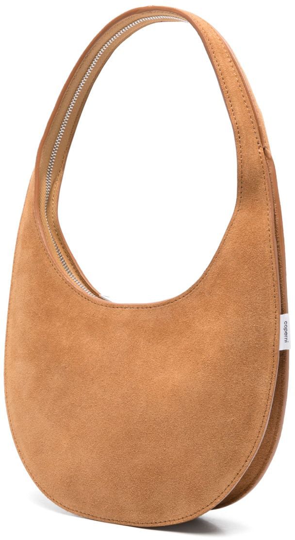 Coperni Crescent-Shaped Suede Handbag Bruin