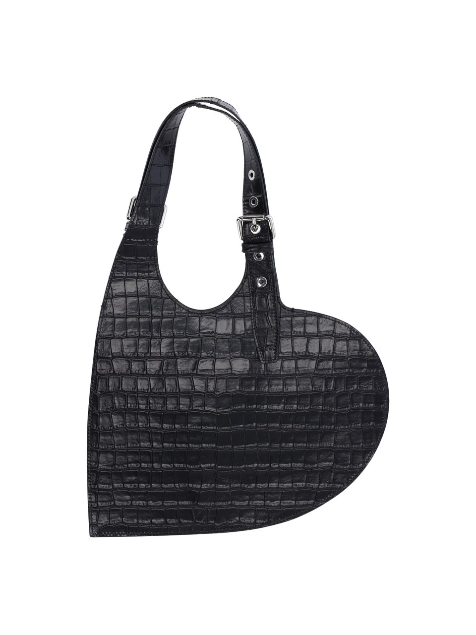 Coperni “Heart” Croc-Effect Bag – Black Zwart