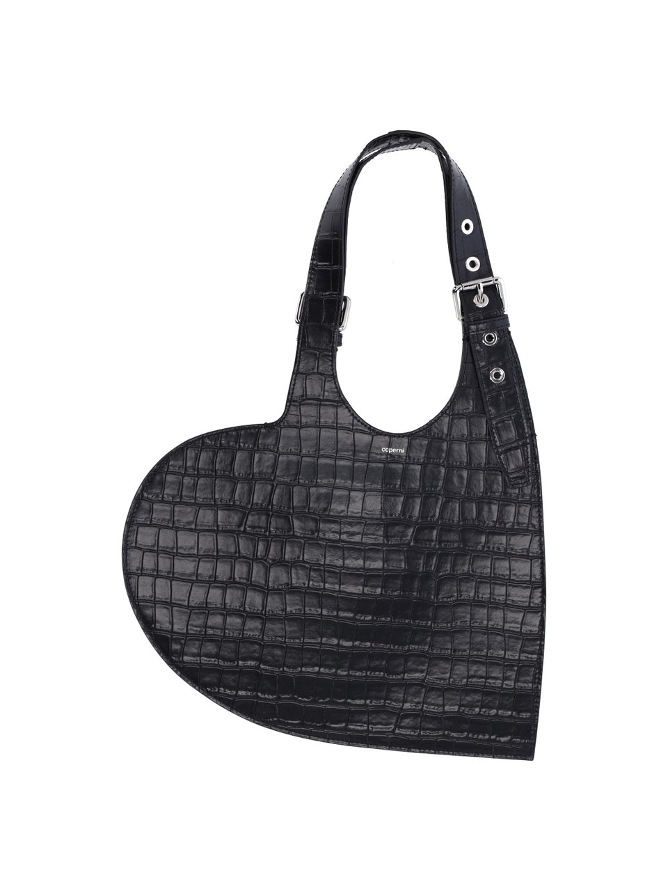 Coperni “Heart” Croc-Effect Bag – Black Zwart