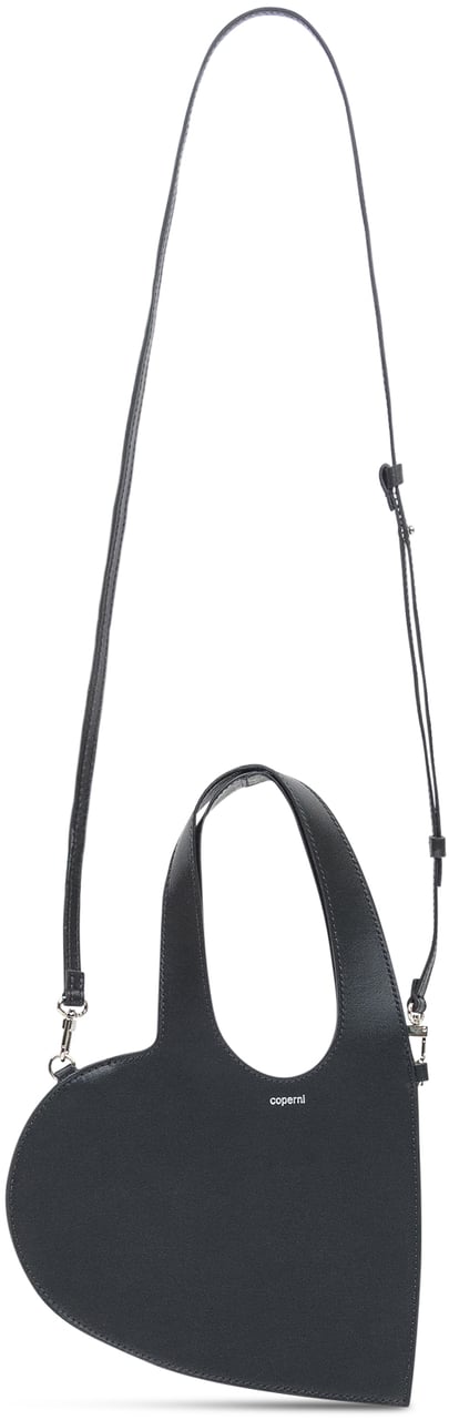 Coperni Coperni Borsa Mini Heart Tote in Pelle Nera Zwart