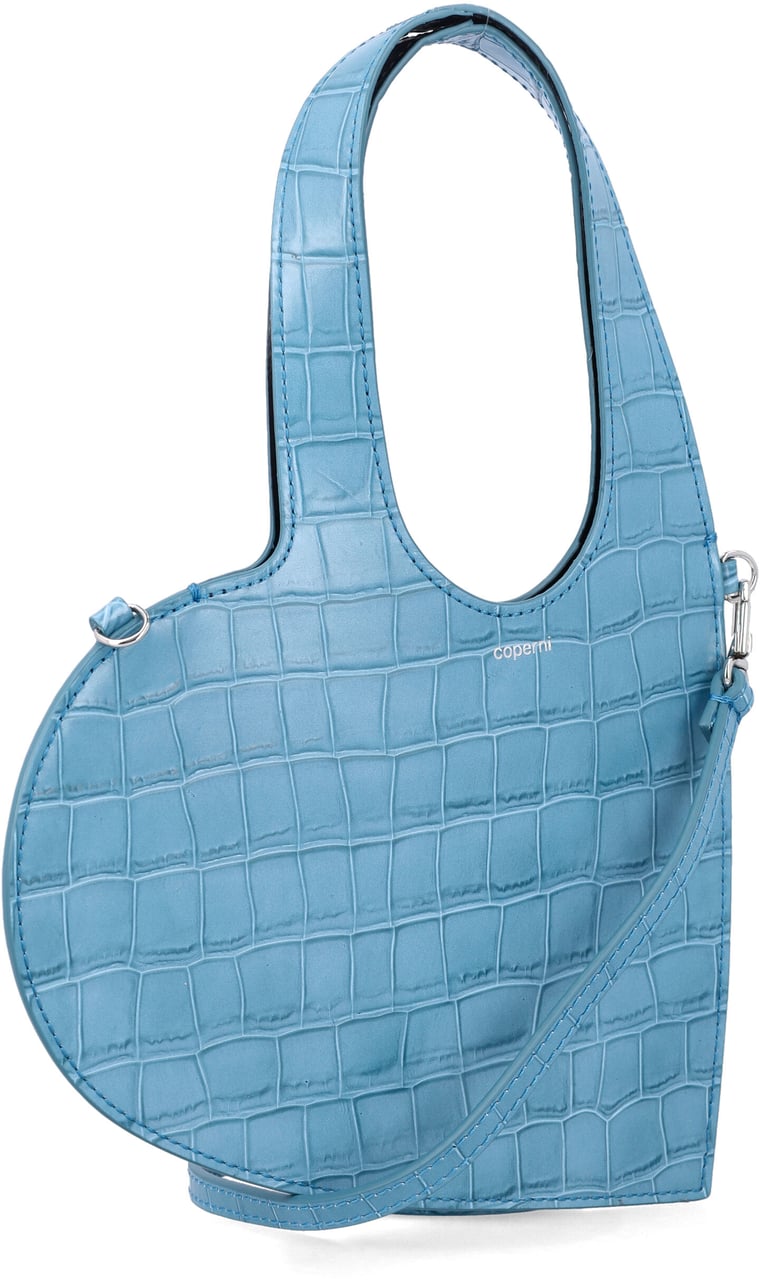 Coperni Croco Mini Heart Tote Blue Blauw