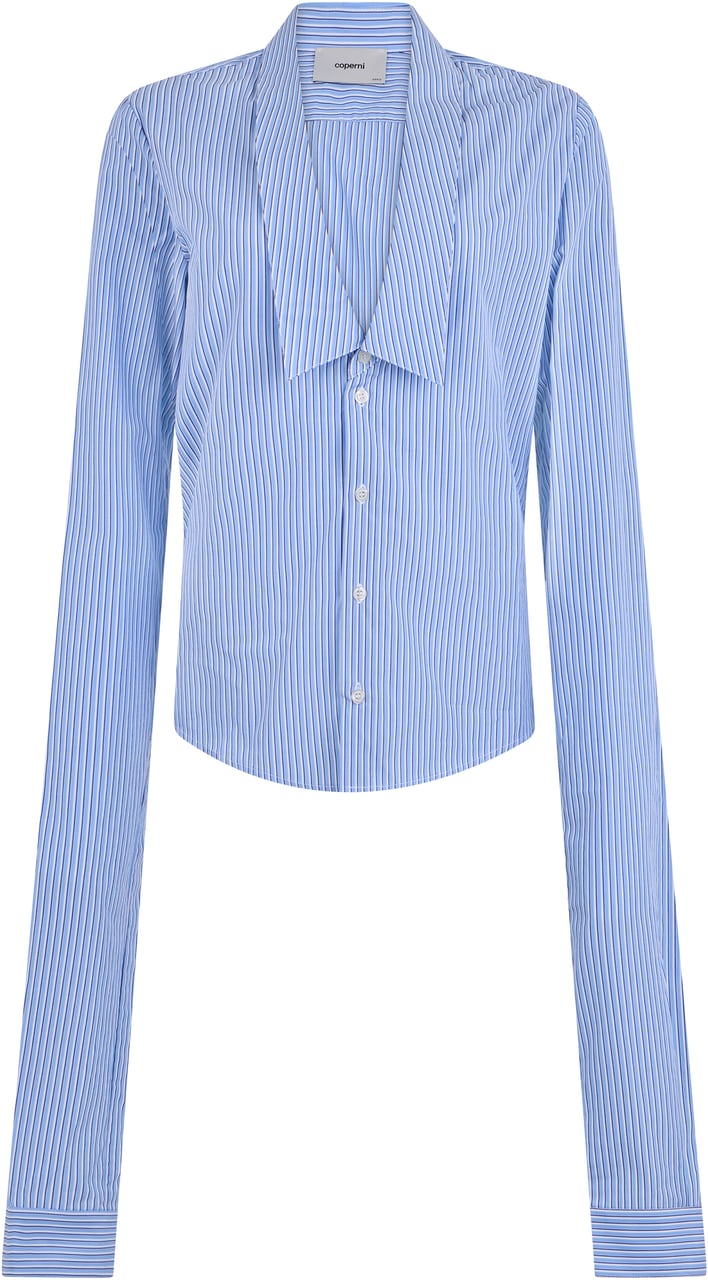 Coperni Striped shirt with long sleeves Lichtblauw