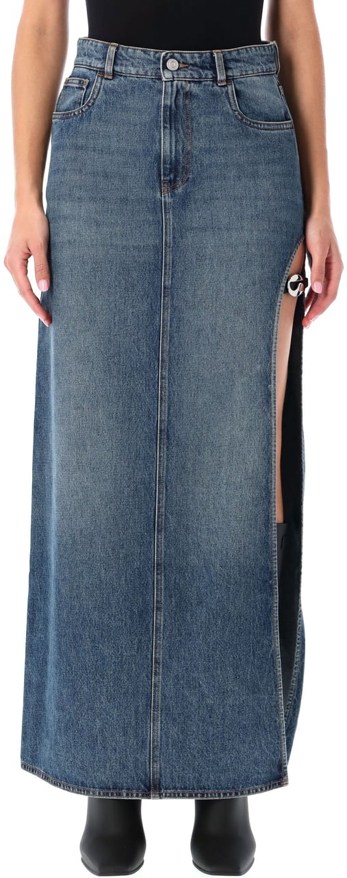 Coperni Denim Long Skirt Blue Blauw