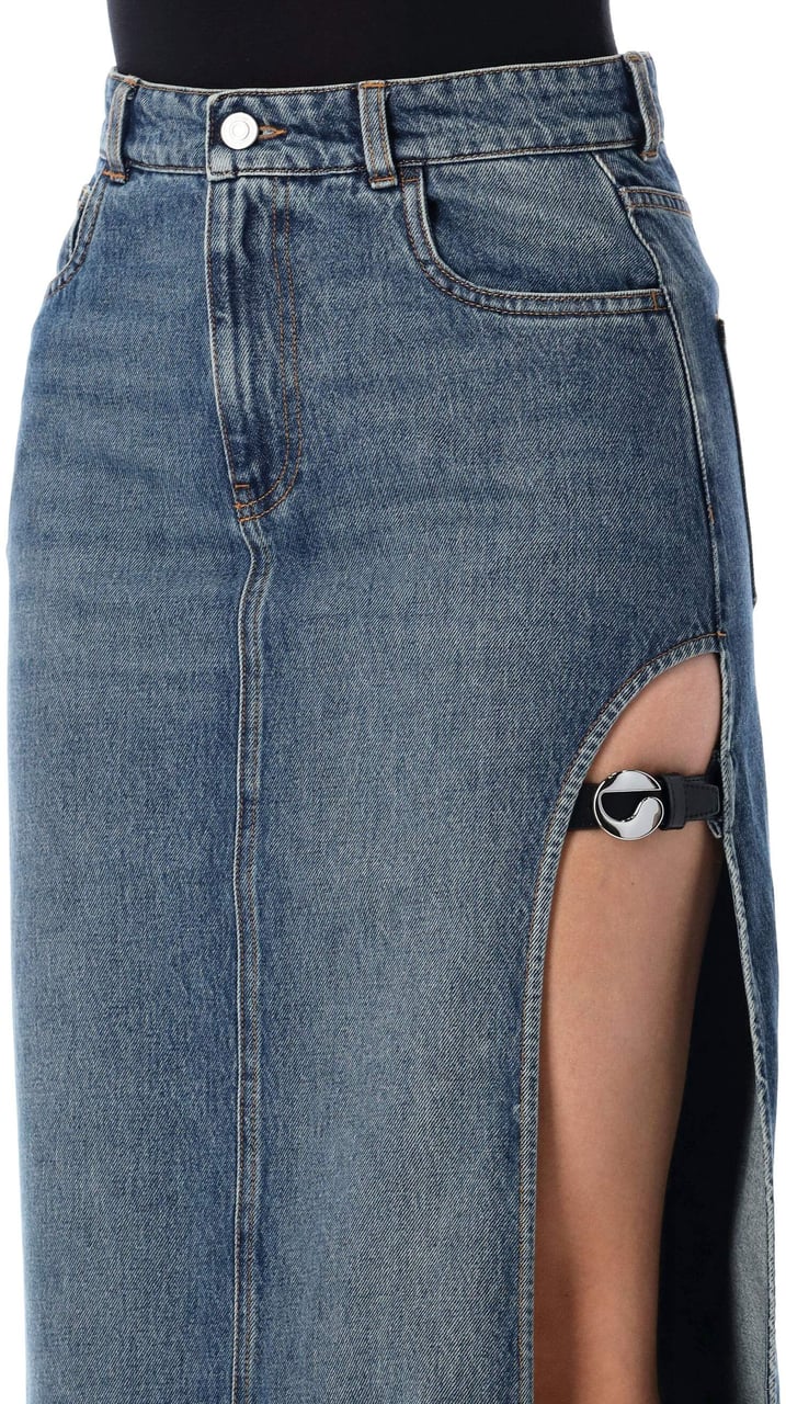 Coperni Denim Long Skirt Blue Blauw