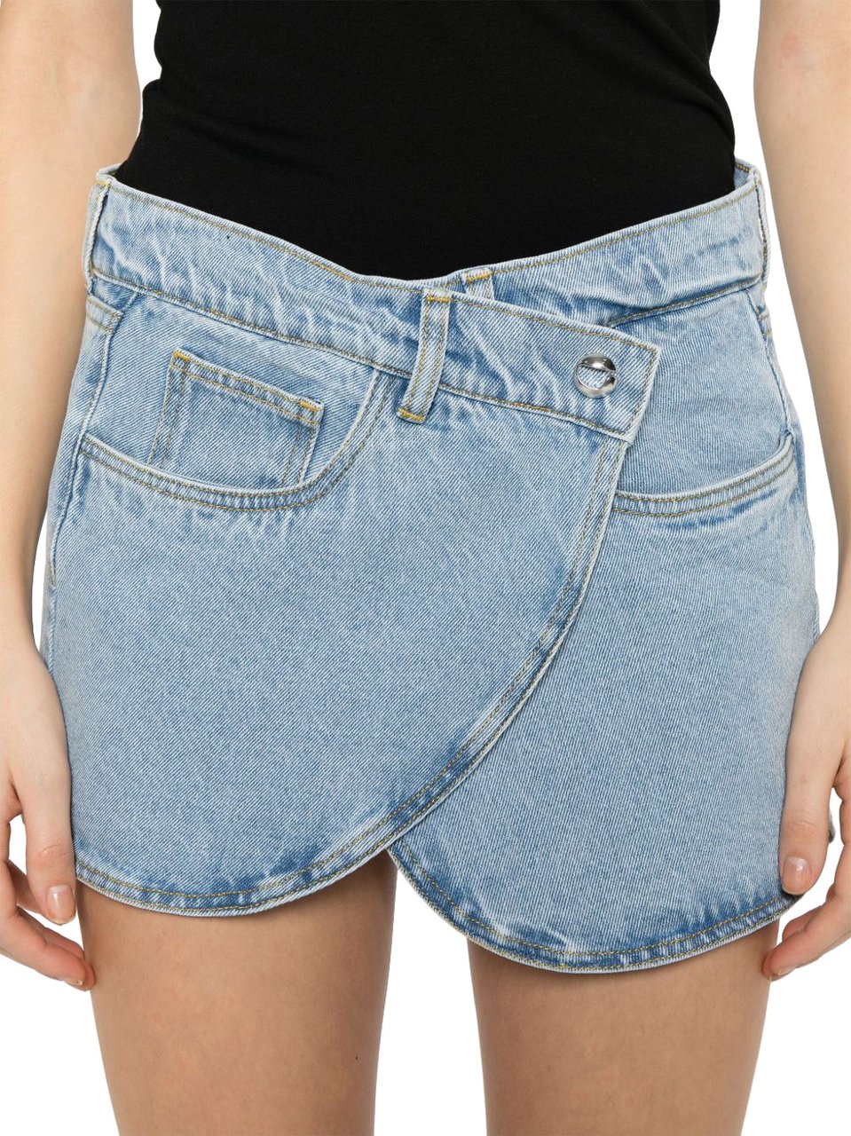 Coperni Asymmetrical Mini Denim Skirt Blauw