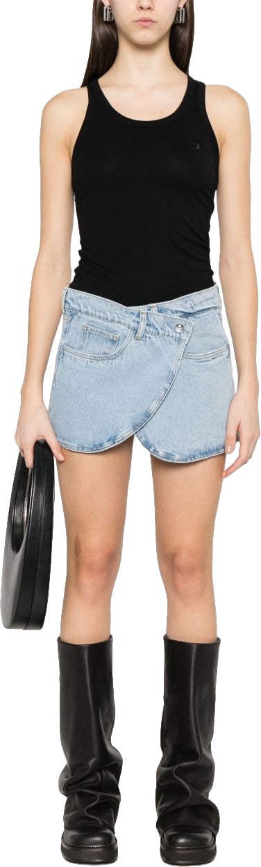 Coperni Asymmetrical Mini Denim Skirt Blauw