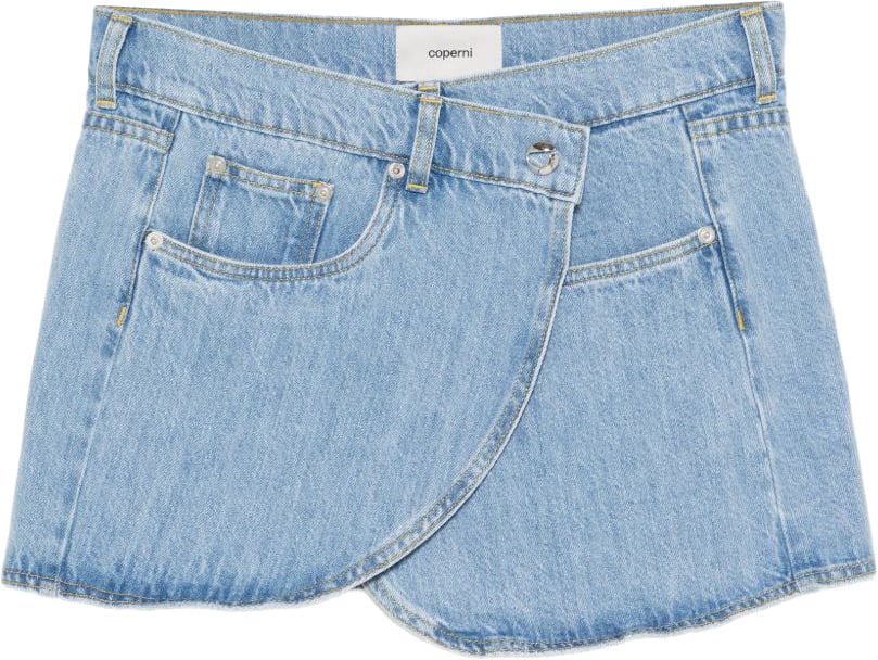 Coperni Asymmetrical Denim Skirt With Button Detail Blauw